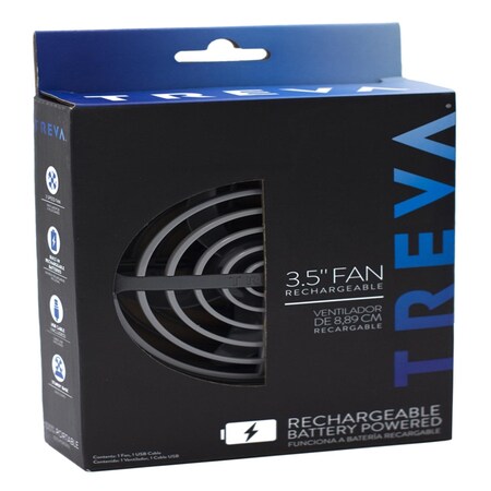 Treva 5.25 in. H X 3.5 in. D 3 settings Rechargeable Fan FD35B01